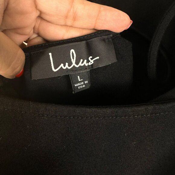 Lulus Little Black Dress‎ V Neck Back Cross Straps Bodycon Large - Picture 12 of 15